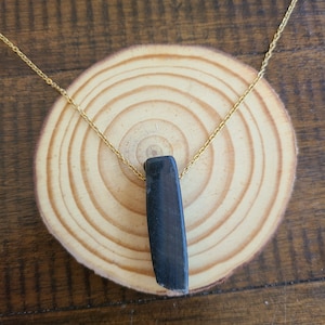 Blue Tiger Eye Bar Pendant Necklace