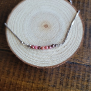 Thulite Faceted Crystal Dainty Choker, Necklace or Bracelet