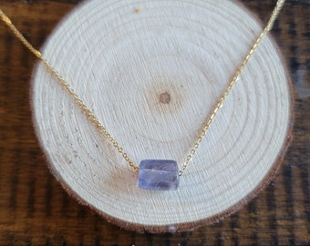 Collar de capas de gargantilla de tubo cilíndrico de fluorita delicada