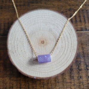 Dainty Lepidolite Cylinder Tube Choker Layering Necklace