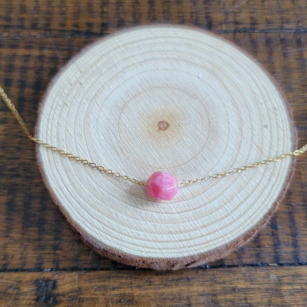 Dainty Pink Rhodochrosite Choker Layering Necklace