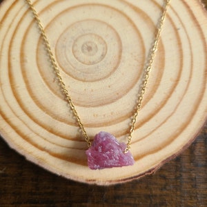 Pink Tourmaline Raw Nugget Necklace