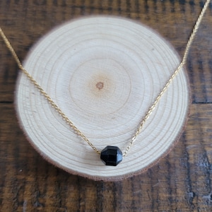 Dainty Black Spinel Faceted Prism Choker Layering Necklace