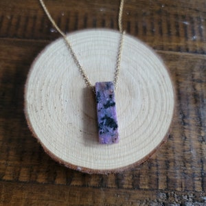 Charoite Bar Pendant Necklace