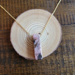 Rhodonite Bar Pendant Necklace