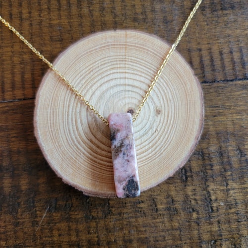 Rhodonite and Brush Horn Necklace in Pink main image 1