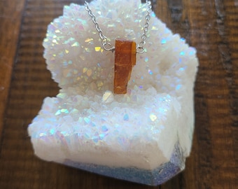 Raw Orange Kyanite Pendant Necklace