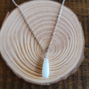 Celestite Dainty Teardrop Pendant Necklace