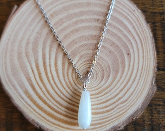 Celestite Dainty Teardrop Pendant Necklace