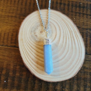 Angelite Pendant on a Stainless Steel Necklace