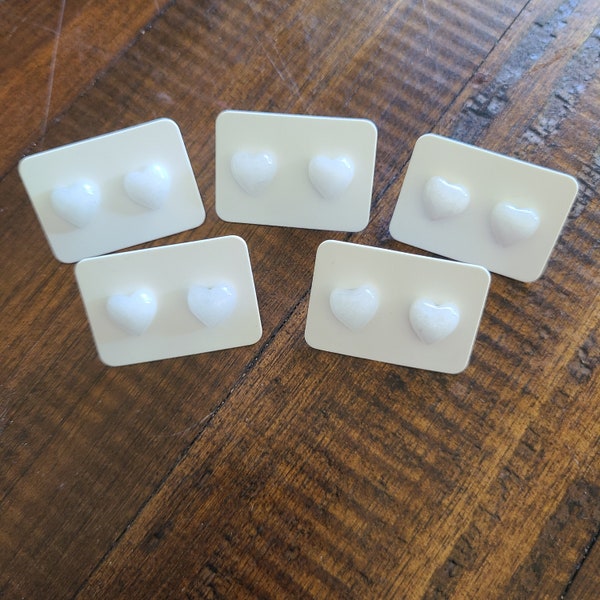 White Jade heart stud earrings