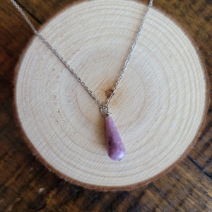 Lepidolite Dainty Teardrop Pendant Necklace
