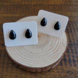 Black Agate Tear Drop stud earrings