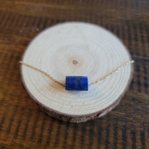 Dainty Lapis Lazuli Cylinder Tube Choker Layering Necklace