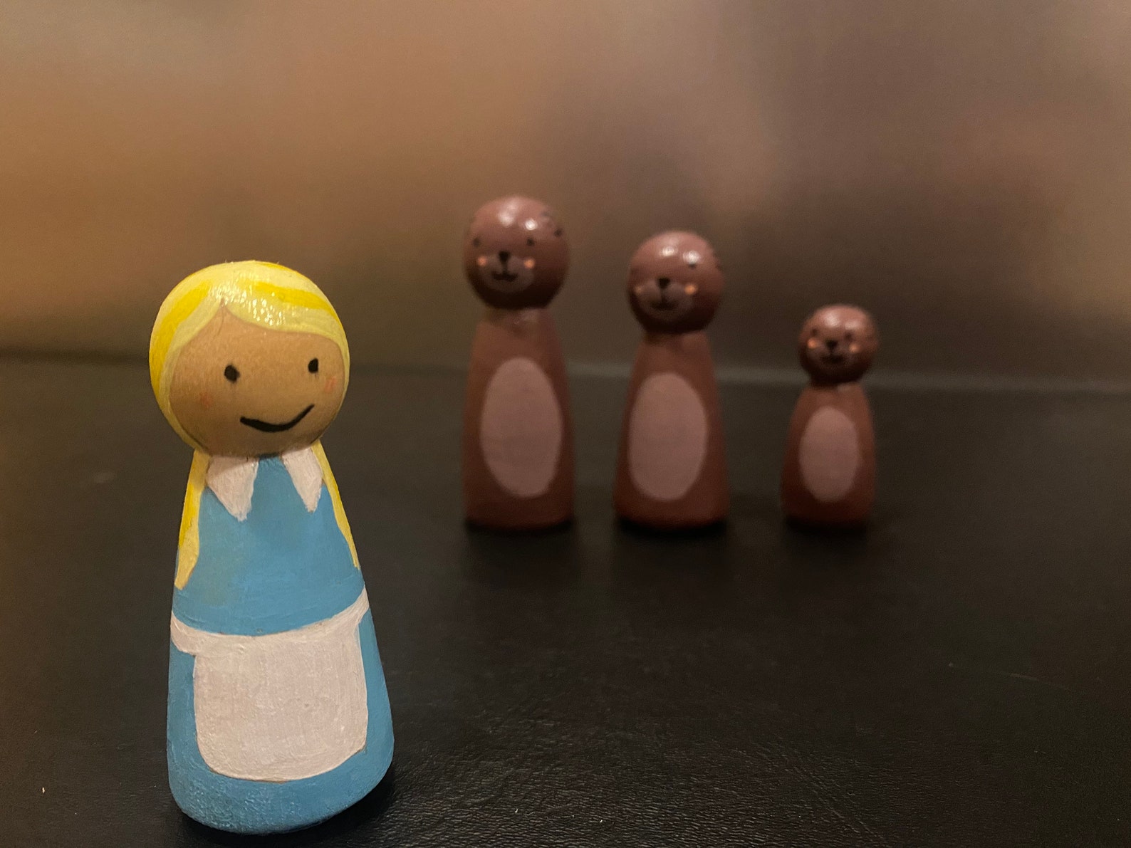 Goldilocks and the Three Bears peg dolls Etsy