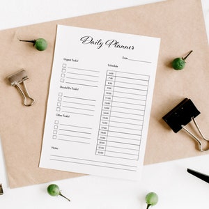 Daily Planner Page, Printable Template, Planner 2022, Printable Dated Daily Planner, A4, A5, Filofax, To Do List, Schedule