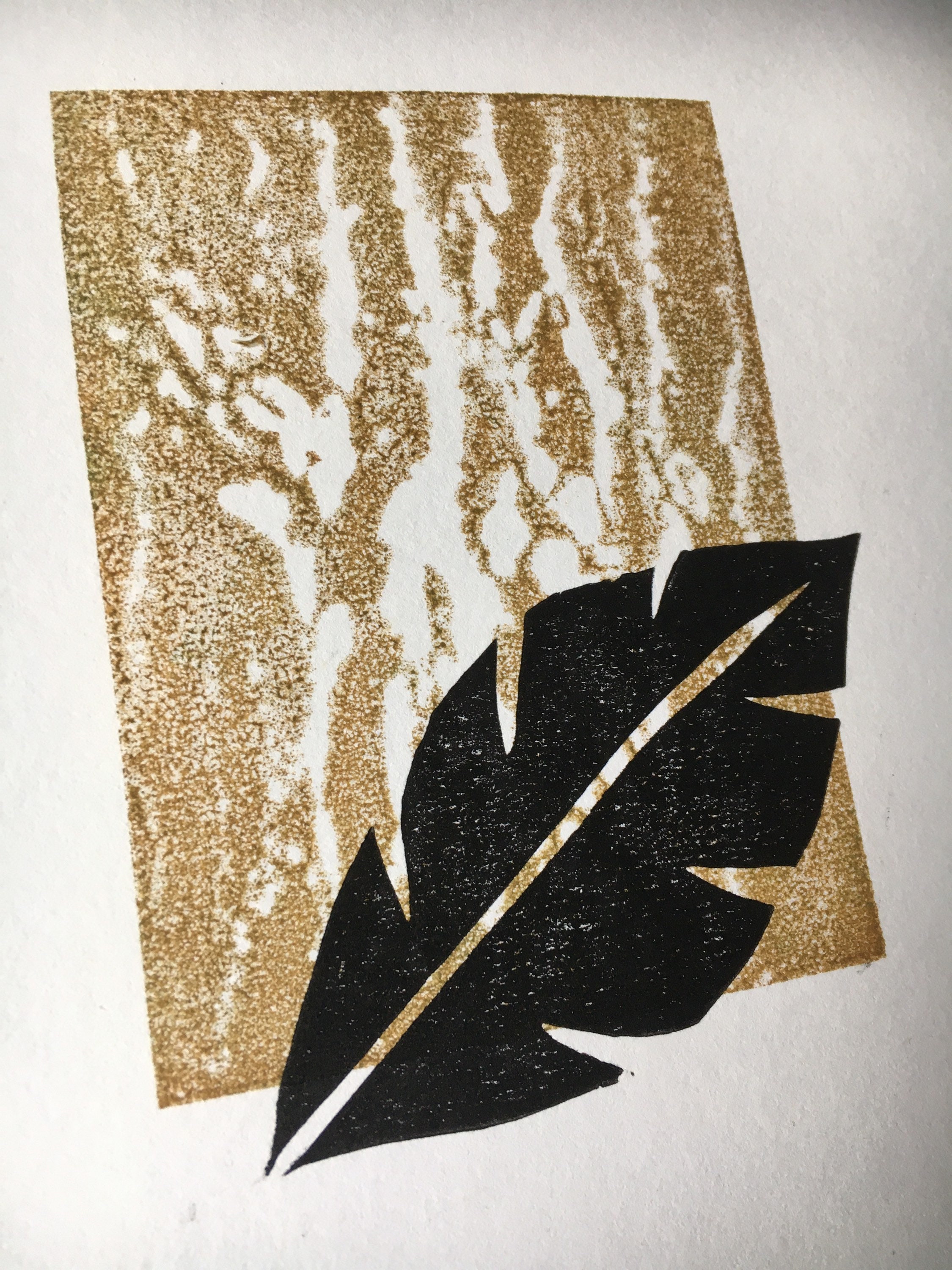 Bark & leaf relief print original linocut lino print Etsy.de