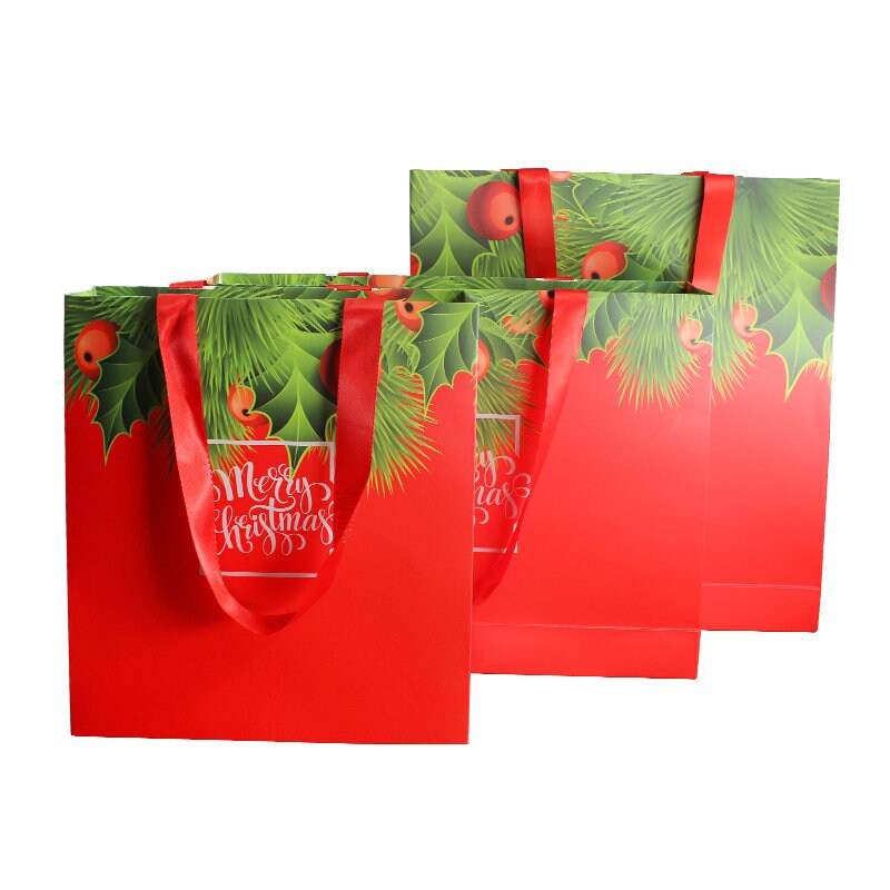 5 Pack Red Large Christmas Gift Bag Set 14x15x2 Inches - Etsy