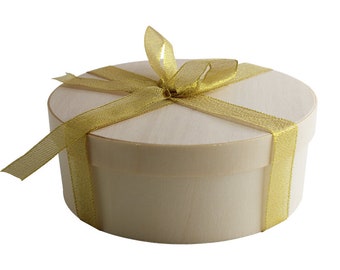 2 pack Biodegradable Round Small Wooden Packaging Box Lid - ribbons not included