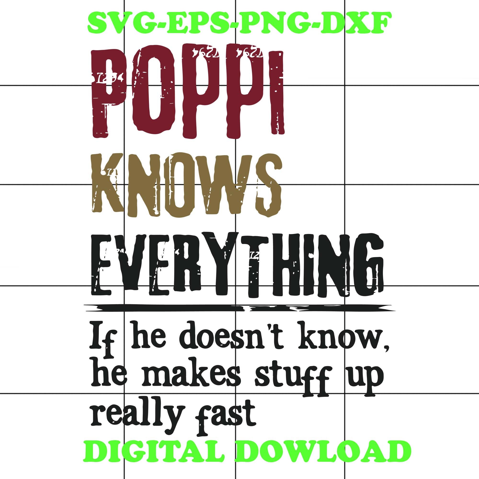 Download Mens Vintage Poppi Knows Everything Funny Matching Family Etsy