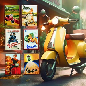 Carteles de madera Conjunto de 6 Diseños Scooter – Decoración de Pared en Hogar, Loft, Bar – Regalo para Hombres, Cumpleaños y Celebraciones