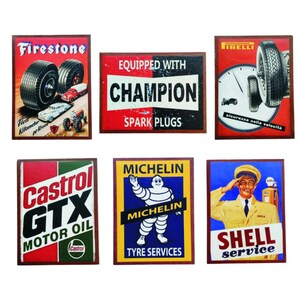 Carteles estilo garaje de Madera 6 Unidades– Decoración  para Hogar, Café, Bar y sitios de ocio  – Regalo para Hombres, Cumpleaños y Fiestas