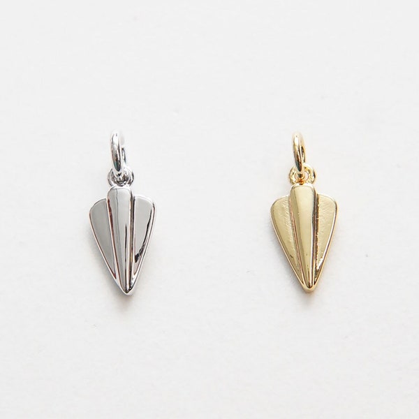 Gold Paper Airplane Charms,18K Gold Filled Origami Plane Pendant,Silver Origami Plane Charm Bracelet Necklace for DIY Jewelry Making Supply