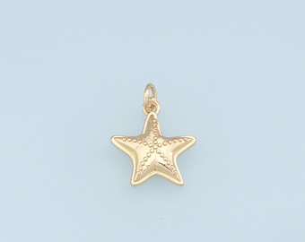 Gold Starfish Charms,18K Gold Filled Sea star Pendant,Starfish Charm Bracelet Necklace for DIY Jewelry Making Supply