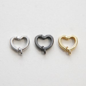18K Gold Filled Gold Spring Gate Ring Heart Clasp,Push Clip Clasp,Spring Gate for Jewelry Making