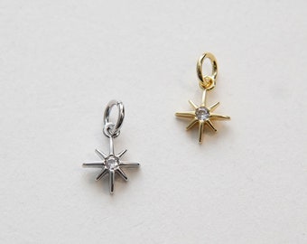 Gold Star Charms,18K Gold Filled Starburst Pendant,North Star Charm Bracelet Necklace for DIY Jewelry Making Supply