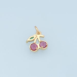 Ciondoli a forma di ciliegia in oro, ciondolo a forma di ciliegia riempito in oro 18 carati, collana con ciondolo a forma di frutta per la creazione di gioielli fai da te.