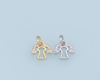 Gouden engelenbedels, 18 kt gold filled CZ-engelhanger, engel bedelarmband ketting voor het maken van sieraden: