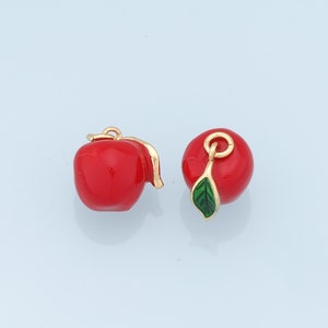 Gold Apple Charms,18K Gold Filled Apple Pendant,Fruit Charm Bracelet Necklace for DIY Jewelry Making Supply