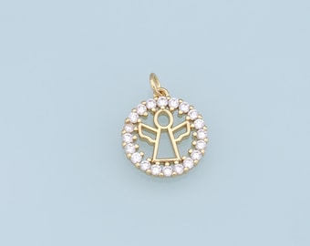 Gouden engelenbedels, 18 kt gold filled CZ-engelhanger, engel bedelarmband ketting voor het maken van sieraden: