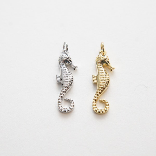 Gold Seahorse Charms,18K Gold Filled Seahorse Pendant,Silver Seahorse Charm Bracelet Necklace for DIY Jewelry Making Supply