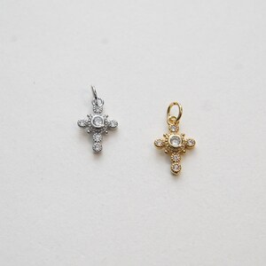 Gold Cross Charms,18K Gold Filled Cross Pendant,CZ Micro Pave Protect Religious Charm Bracelet Necklace for DIY Jewelry Making Supply
