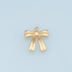 Gold Bow Charms,18K Gold Filled Bow Pendant,bow tie Charm Bracelet Necklace for DIY Jewelry Making Supply