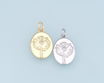 Gold Flower Charms,18K Gold Filled CZ flower Pendant,Silver flower Charm Bracelet Necklace for DIY Jewelry Making Supply