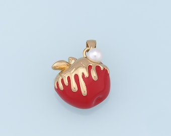 Gold Apple Charms,18K Gold Filled Apple Pendant,Fruit Charm Bracelet Necklace for DIY Jewelry Making Supply