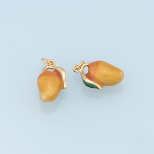 Gold Mango Charms,18K Gold Filled Mango Pendant,Fruit Charm Bracelet Necklace for DIY Jewelry Making Supply