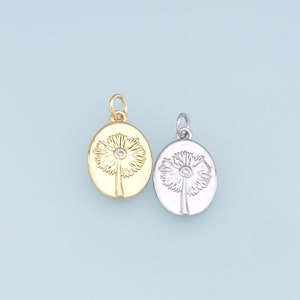 Gold Flower Charms,18K Gold Filled CZ flower Pendant,Silver flower Charm Bracelet Necklace for DIY Jewelry Making Supply