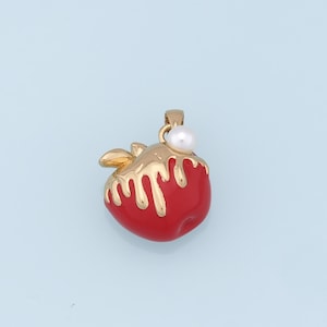 Gold Apple Charms,18K Gold Filled Apple Pendant,Fruit Charm Bracelet Necklace for DIY Jewelry Making Supply