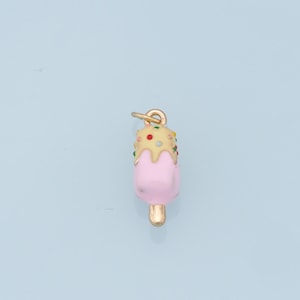 Ice Cream Charms,18K Gold Filled Enamel Ice Cream Pendant,Cute Ice Cream Charm Bracelet Necklace for DIY Jewelry Making Supply