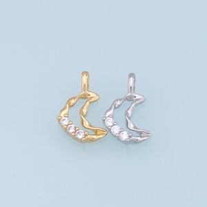 Gold Moon Charms,18K Gold Filled Moon Pendant,CZ Micro Pave Star Charm Bracelet Necklace for DIY Jewelry Making Supply