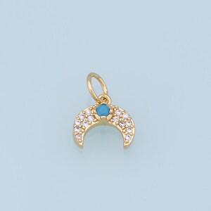 Gold Moon Charms,18K Gold Filled Moon Pendant,CZ Micro Pave Star Charm Bracelet Necklace for DIY Jewelry Making Supply