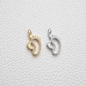 Gold Foot Charms,18K Gold Filled Foot Pendant,Baby Charm Bracelet Necklace for DIY Jewelry Making Supply