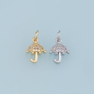 Gold Umbrella Charms,18K Gold Filled Umbrella Pendant,CZ Micro Pave Umbrella Charm Bracelet Necklace for DIY Jewelry Making Supply