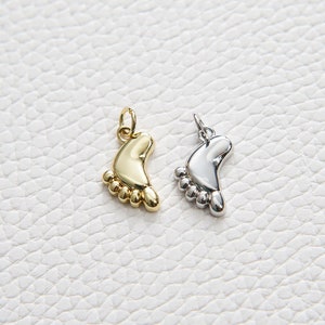 Gold Foot Charms,18K Gold Filled Foot Pendant,Baby Charm Bracelet Necklace for DIY Jewelry Making Supply
