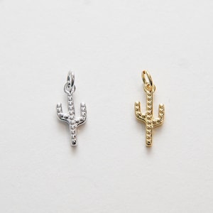 Ciondoli di cactus in oro, ciondolo di cactus riempito in oro 18 carati, collana con ciondolo del deserto in argento per la creazione di gioielli fai da te