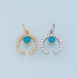 Gold Moon Charms,18K Gold Filled Moon Pendant,CZ Micro Pave Star Charm Bracelet Necklace for DIY Jewelry Making Supply